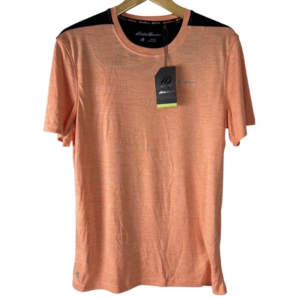 Eddie Bauer Motion Men's Tee Small Active Short Sleeve Cantaloupe Orange A02